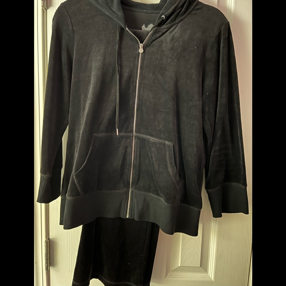 Black velour track suit
